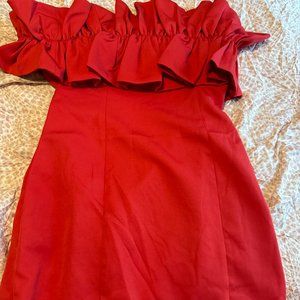 Red Dress Boutique Do+Be NWT Red Ruffle Cutout Mini Dress